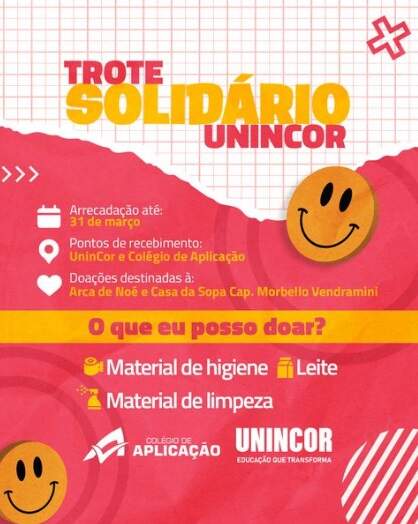 Trote solidário Unincor. Trote solidário Unincor.