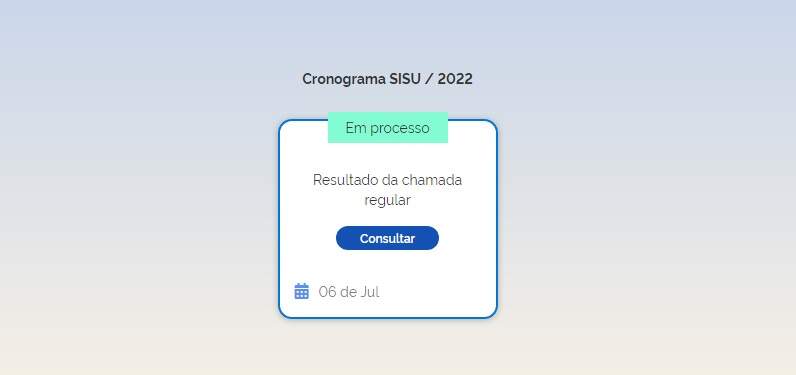 Consulta do resultado Sisu do 2º semestre de 2022.