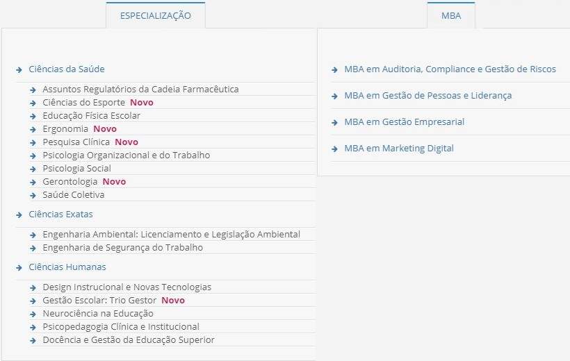 Especializações e MBA EAD Unisa para 2020