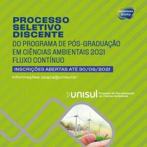 Mestrado em Ciências Ambientais da Unisul abre inscrições Mestrado em Ciências Ambientais da Unisul abre inscrições