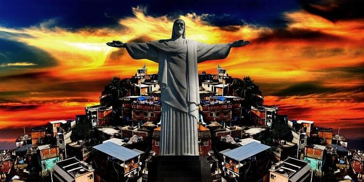 Cristo Redentor rodeado de habitações irregulares Cristo Redentor rodeado de habitações irregulares