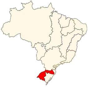 Mapa do Brasil sinalizado de vermelho a região da bacia do Uruguai. Mapa do Brasil sinalizado de vermelho a região da bacia do Uruguai.