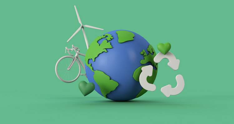 Ilustração de economia verde em globo terrestre
